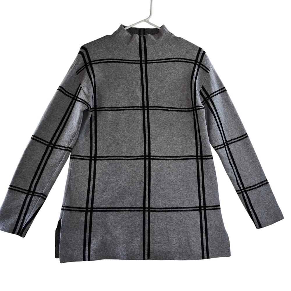 Ellen Tracy Turtleneck Sweater Gray/Black Women's Size M